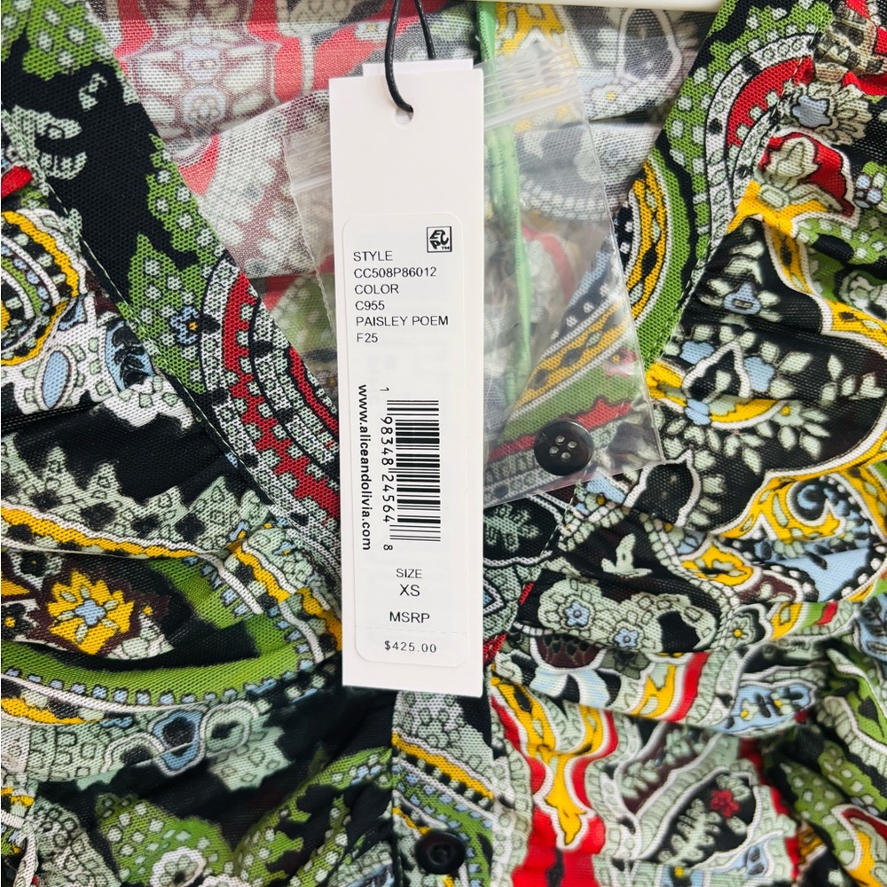 Alice + Olivia Multicolor Patterned Button-Down S… - image 7